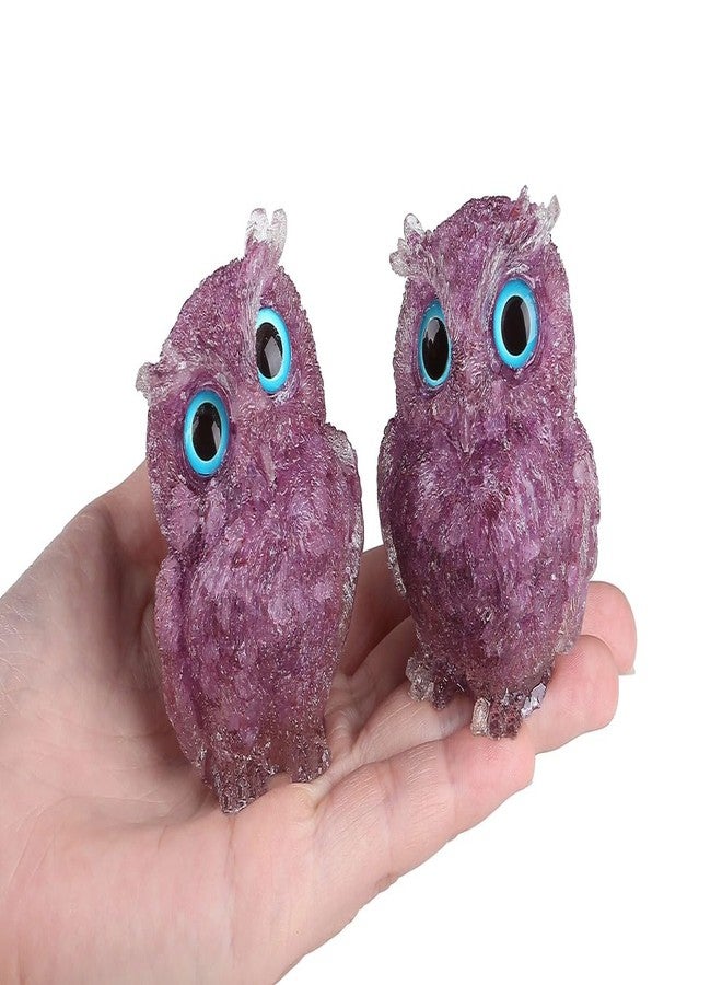 LAIDANLA Amethyst 2.4" Owl Statue Natural Healing Crystal Cute Owl Animal Purple Figurine Pocket Sculpture Reiki Spiritual Energy Gemstone Home Office Room Desk Decor Gifts for Women Men - Image 3